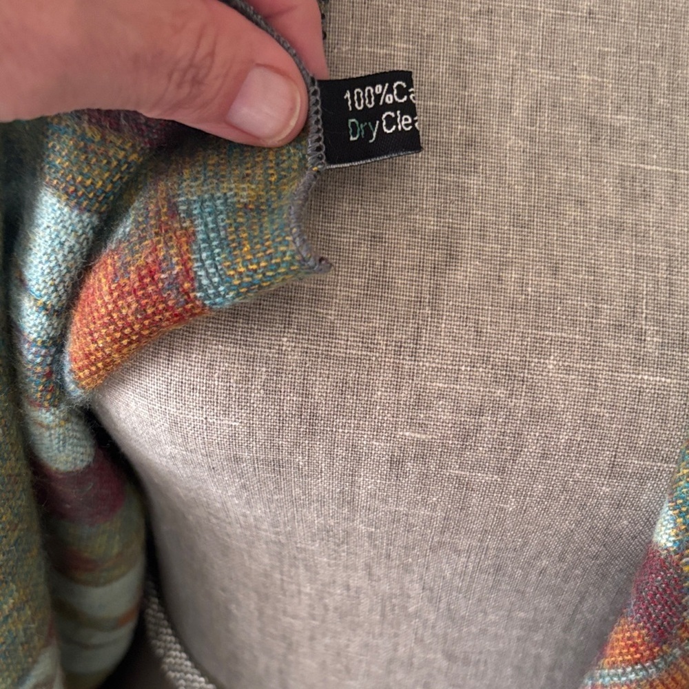 Cashmere Abstract Print Shawl in Mint, Teal & Berry - Picture 2 of 6